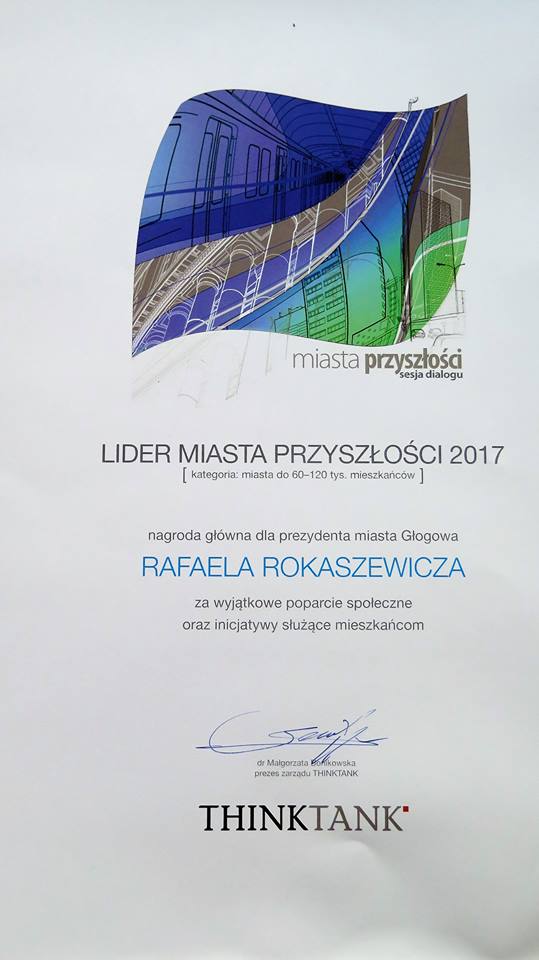 Ilustracja do artykuły: Głogów najlepszy w Polsce - Lider Miasta Przyszłości 2017